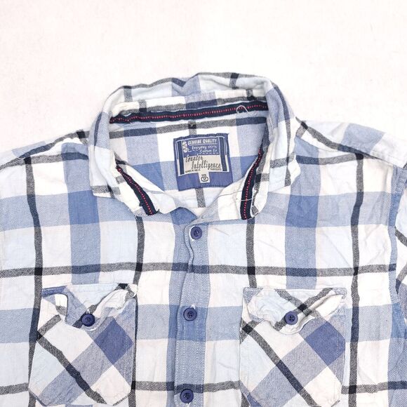 Counter Intelligence Buffalo Check Flannel Button Up Shirt Mens Size M White - Picture 1 of 11